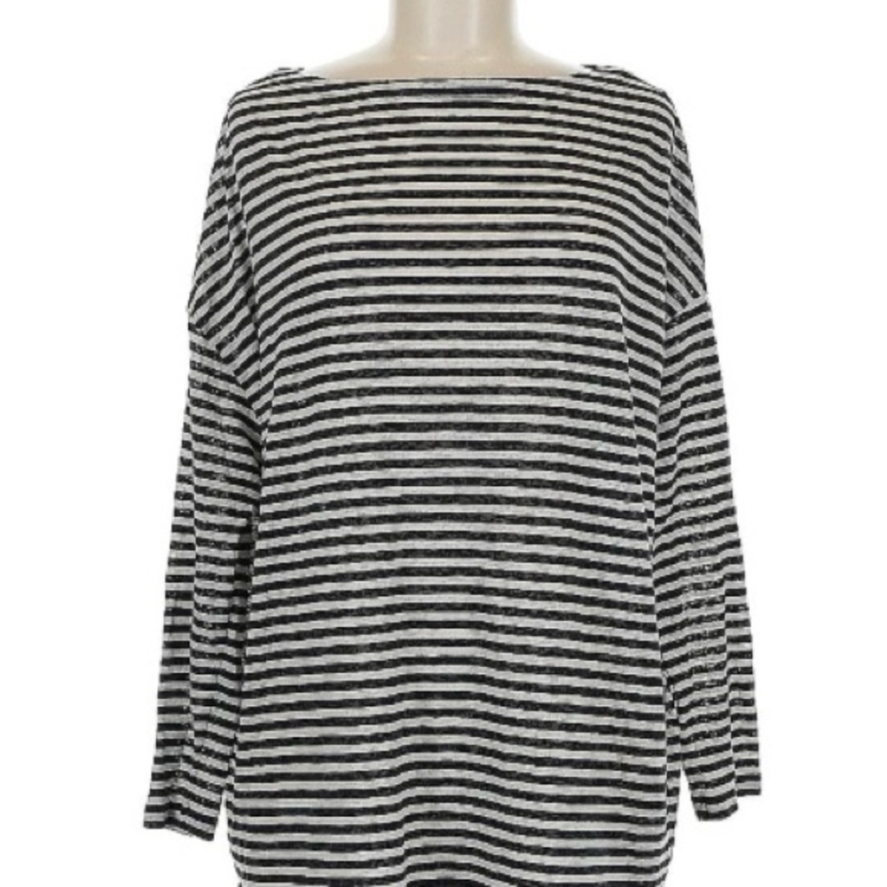 All Saints Black and White Striped Sweatshirt